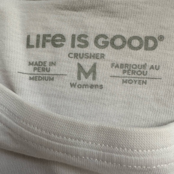 Life Is Good Women’s White Take Me To The Ocean Flip Flops Logo Crusher tee. Med - Picture 5 of 7